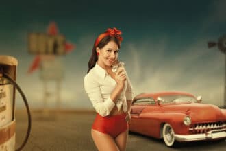 Frauen in Retro Unterwäsche